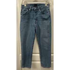 Edwin Women’s Size 27 Mid Rise Straight Cropped Jeans Blue Denim Fly Button